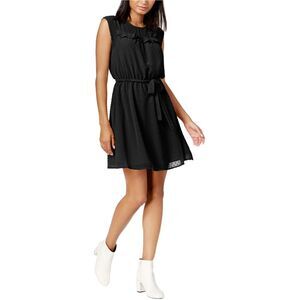 slim fit dress slacks Maison Jules Womens Embellished Fit & Flare Dress, Black, 4 main image 0